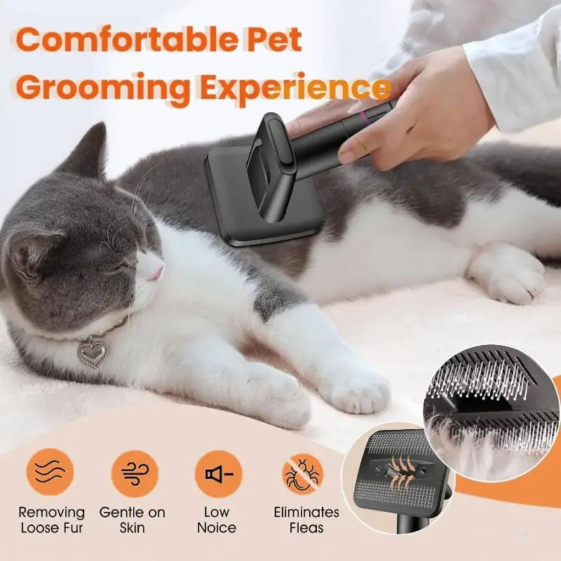 Pet Hair Vacuum Grooming System with Dual-in-1 Design - Heavy-Duty Shedding Deshedding Kit