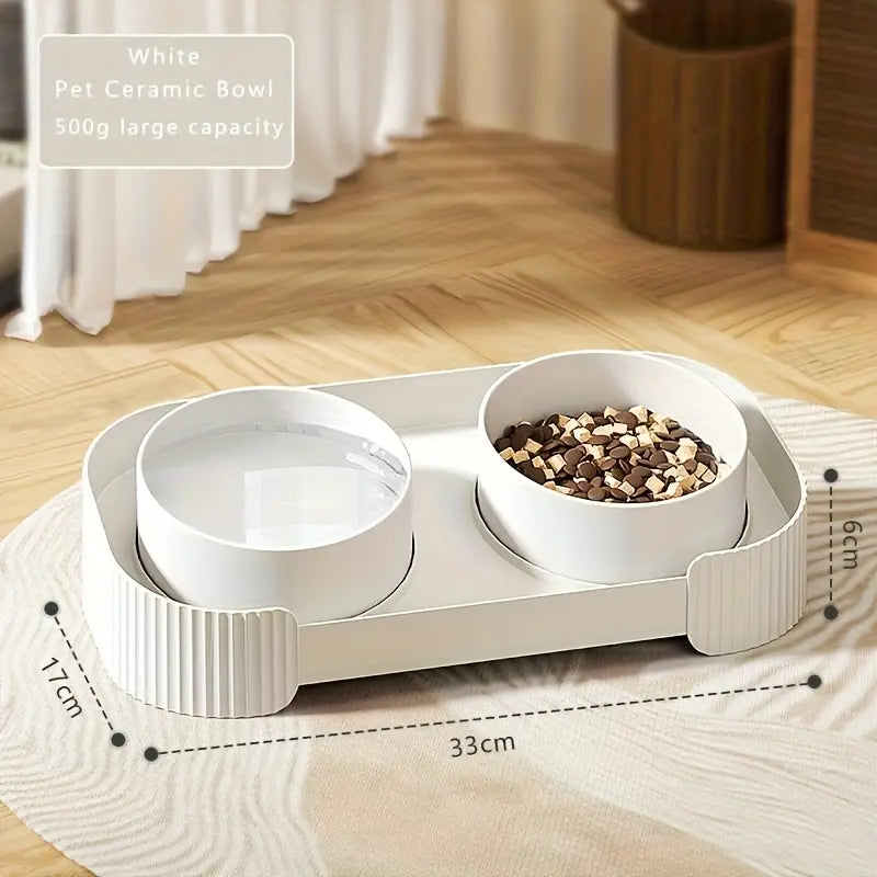 Pet Bowl Cat And Dog Food Double Bowl Feeding Water Ceramic Bowl Anti-tip